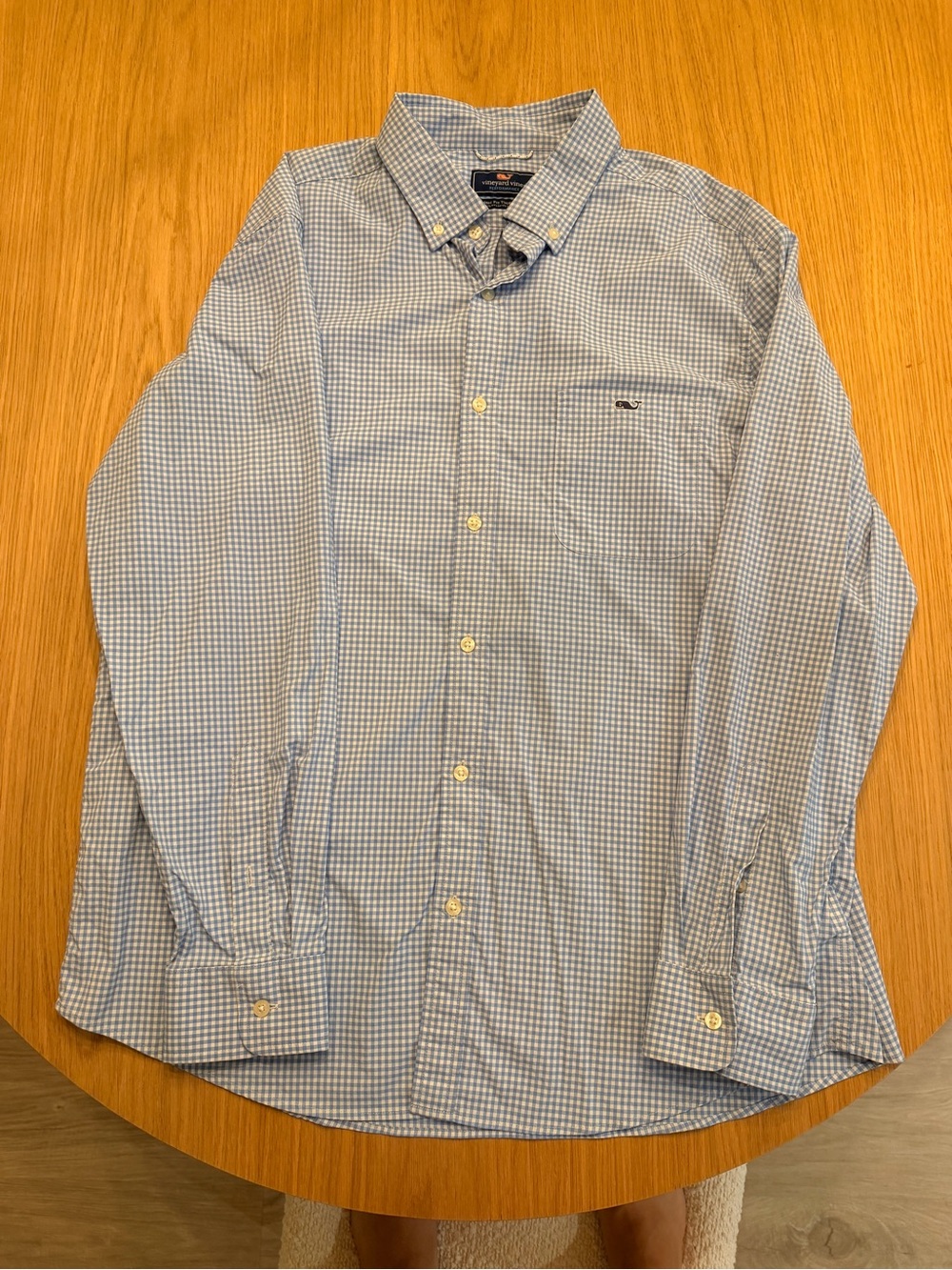 Vineyard Vines Light Blue Micro-Check Button-Down Shirt